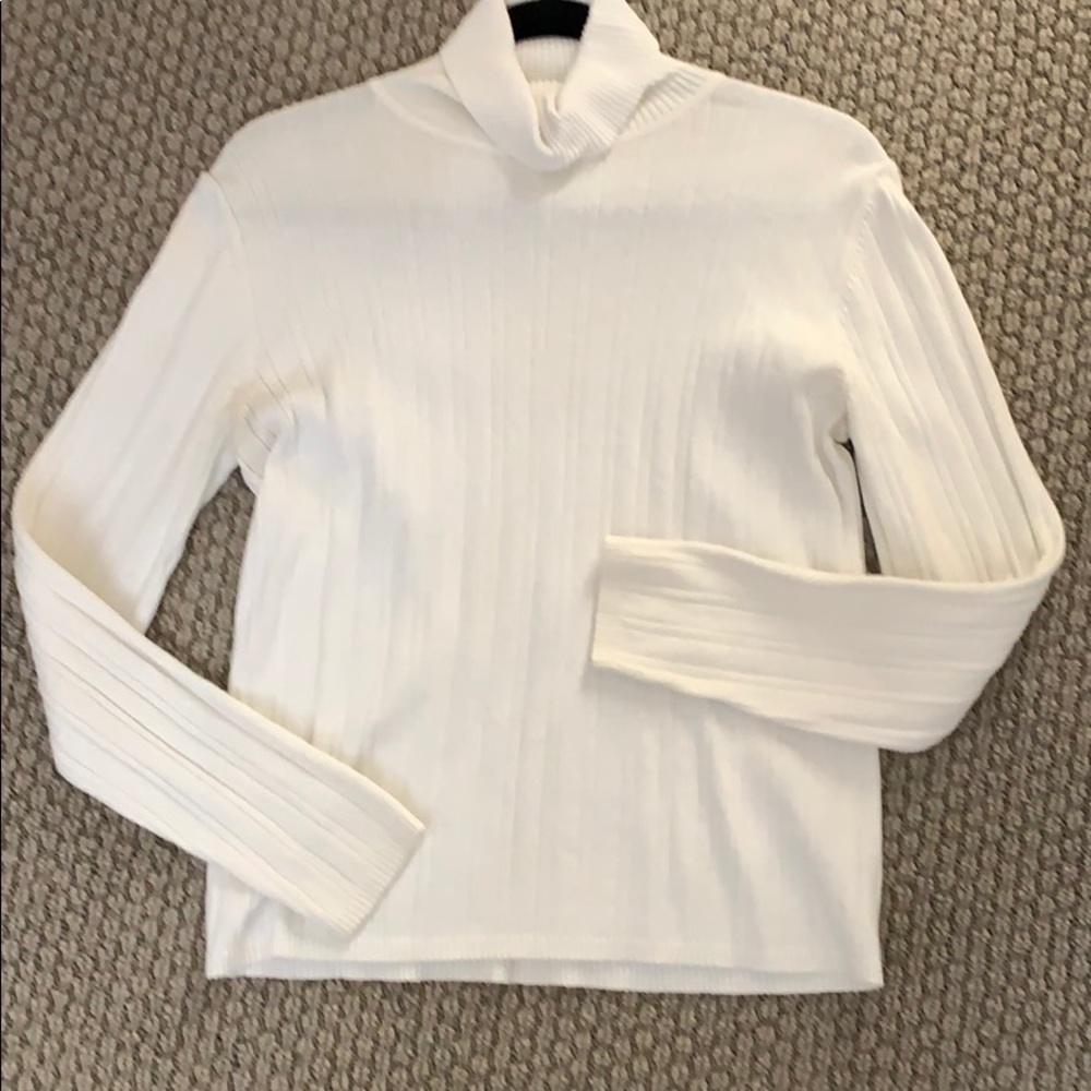 Talbots white cotton turtleneck sweater top